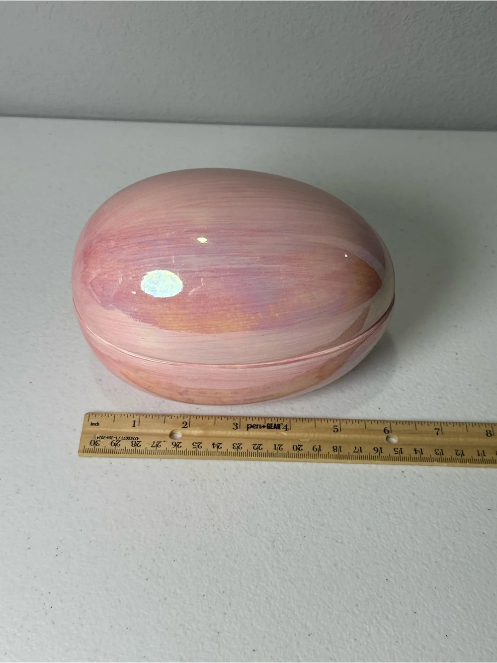 Pink Iridescent Oval Jewelry Trinket Box - Elegant Small Storage